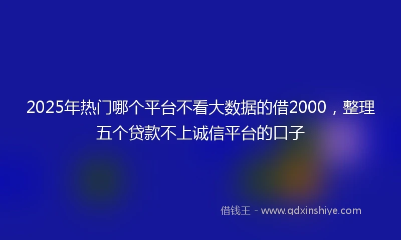 2025年热门哪个平台不看大数据的借2000，整理五个贷款不上诚信平台的口子