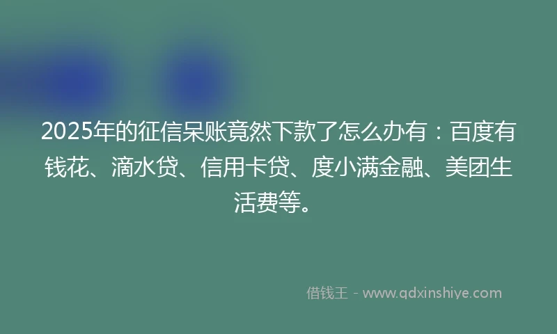 2025年的征信呆账竟然下款了怎么办有：百度有钱花、滴水贷、信用卡贷、度小满金融、美团生活费等。
