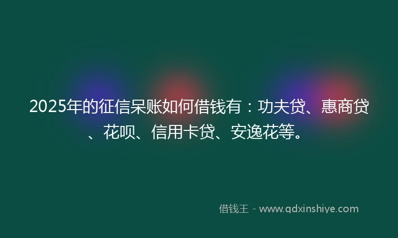 2025年的征信呆账如何借钱有：功夫贷、惠商贷、花呗、信用卡贷、安逸花等。