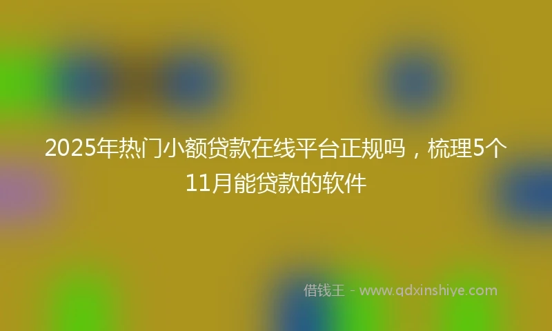 2025年热门小额贷款在线平台正规吗，梳理5个11月能贷款的软件