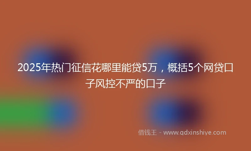 2025年热门征信花哪里能贷5万，概括5个网贷口子风控不严的口子