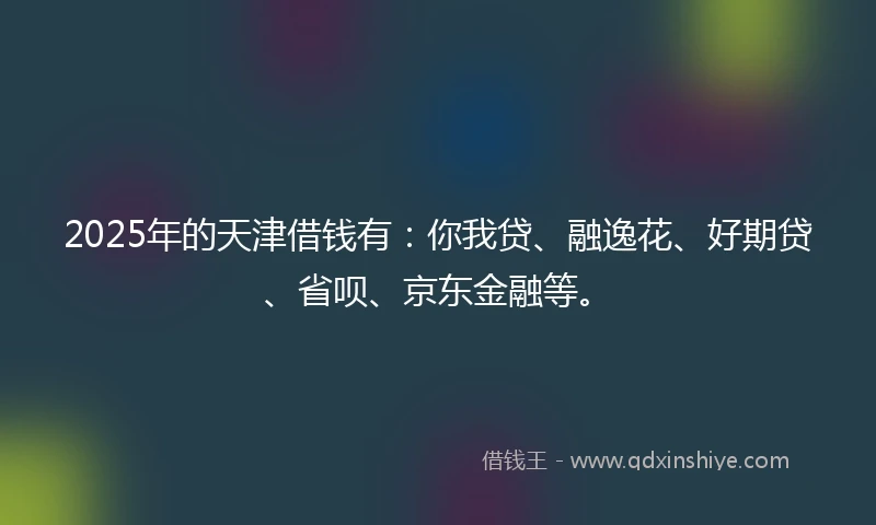 2025年的天津借钱有：你我贷、融逸花、好期贷、省呗、京东金融等。