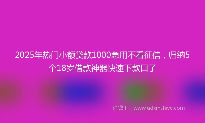2025年热门小额贷款1000急用不看征信，归纳5个18岁借款神器快速下款口子