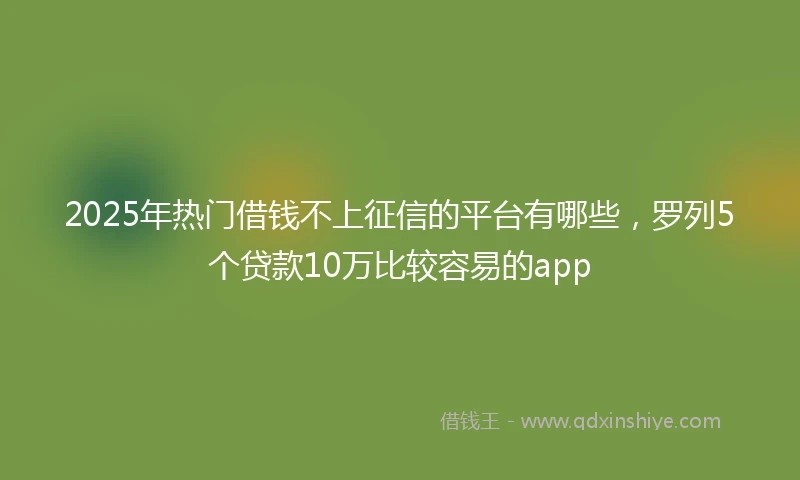 2025年热门借钱不上征信的平台有哪些，罗列5个贷款10万比较容易的app