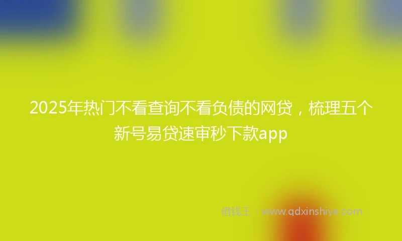 2025年热门不看查询不看负债的网贷，梳理五个新号易贷速审秒下款app