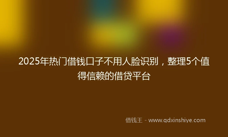 2025年热门借钱口子不用人脸识别，整理5个值得信赖的借贷平台