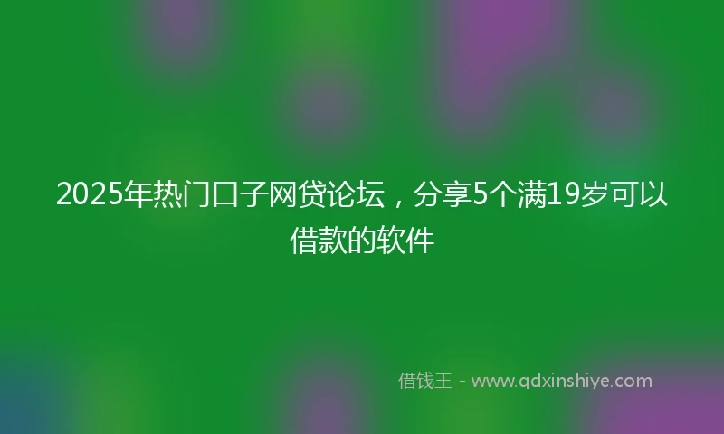 2025年热门口子网贷论坛，分享5个满19岁可以借款的软件