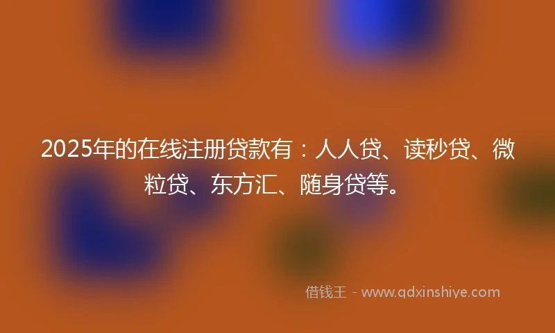 2025年的在线注册贷款有：人人贷、读秒贷、微粒贷、东方汇、随身贷等。