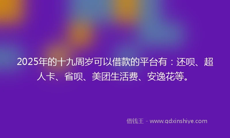 2025年的十九周岁可以借款的平台有：还呗、超人卡、省呗、美团生活费、安逸花等。