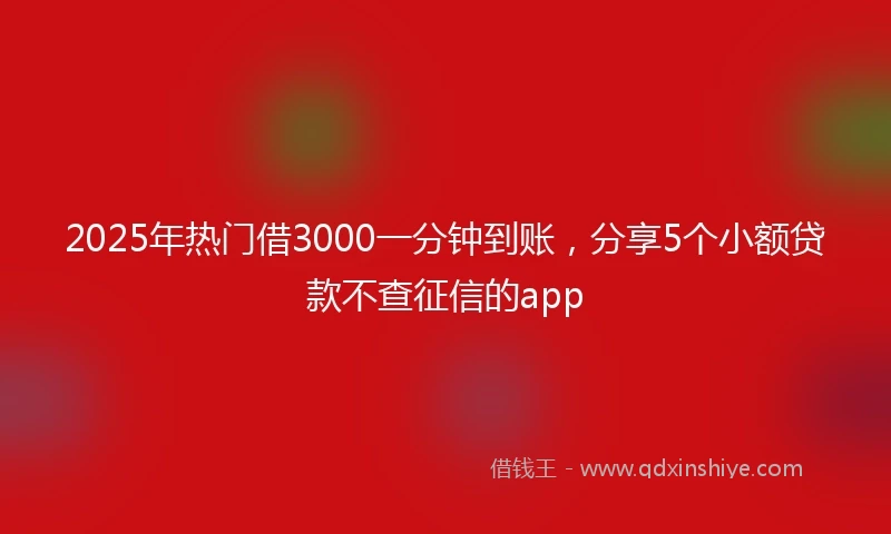 2025年热门借3000一分钟到账，分享5个小额贷款不查征信的app