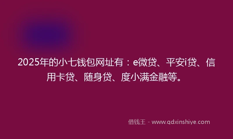 2025年的小七钱包网址有：e微贷、平安i贷、信用卡贷、随身贷、度小满金融等。