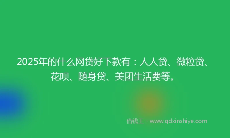 2025年的什么网贷好下款有：人人贷、微粒贷、花呗、随身贷、美团生活费等。