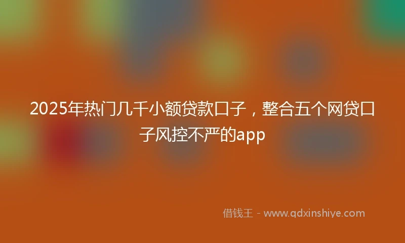 2025年热门几千小额贷款口子，整合五个网贷口子风控不严的app