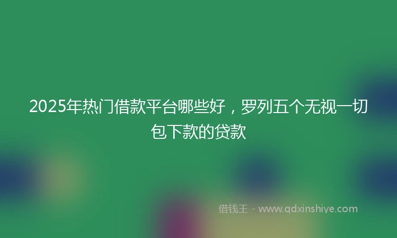 2025年热门借款平台哪些好，罗列五个无视一切包下款的贷款
