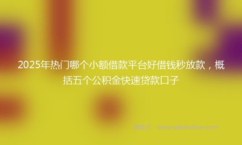 2025年热门哪个小额借款平台好借钱秒放款，概括五个公积金快速贷款口子