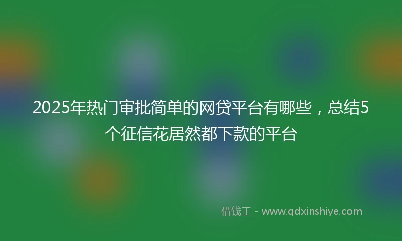 2025年热门审批简单的网贷平台有哪些，总结5个征信花居然都下款的平台