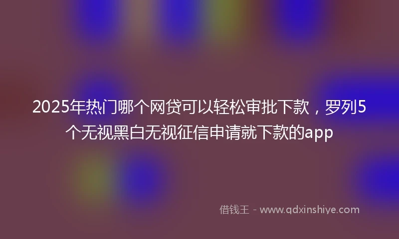 2025年热门哪个网贷可以轻松审批下款，罗列5个无视黑白无视征信申请就下款的app