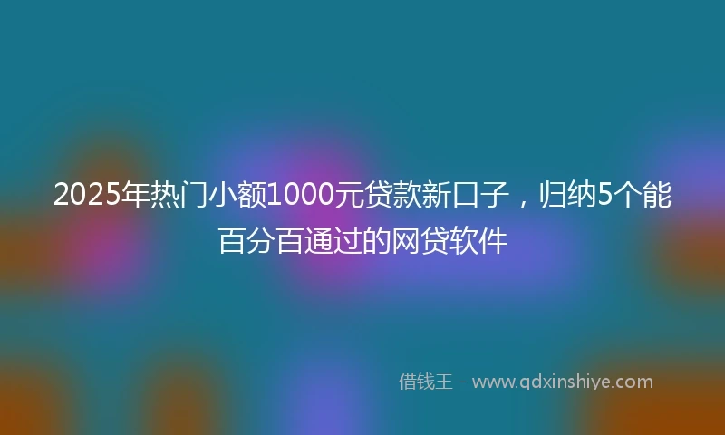 2025年热门小额1000元贷款新口子，归纳5个能百分百通过的网贷软件
