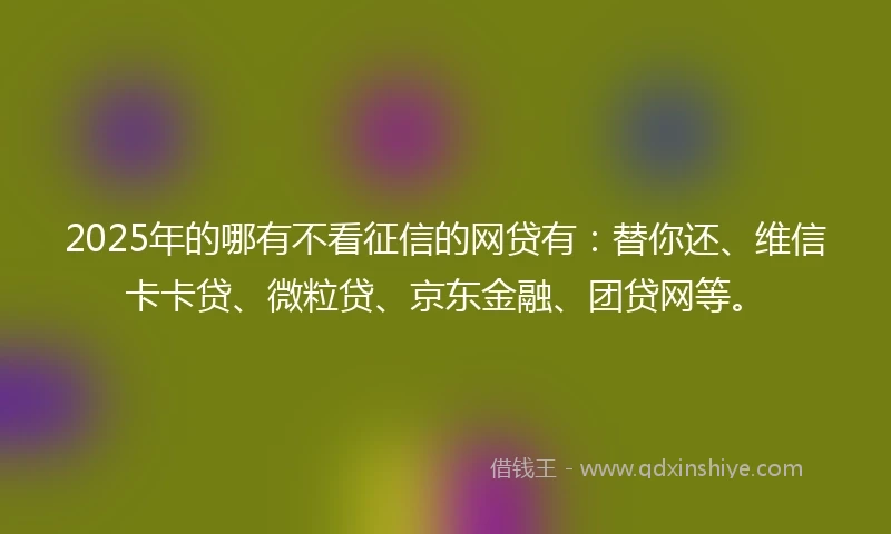 2025年的哪有不看征信的网贷有：替你还、维信卡卡贷、微粒贷、京东金融、团贷网等。