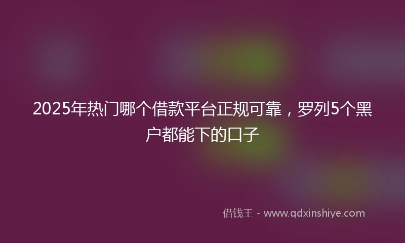 2025年热门哪个借款平台正规可靠，罗列5个黑户都能下的口子