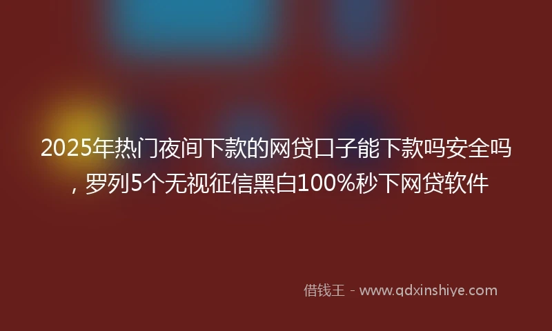 2025年热门夜间下款的网贷口子能下款吗安全吗,罗列5个无视征信黑白100%秒下网贷软件