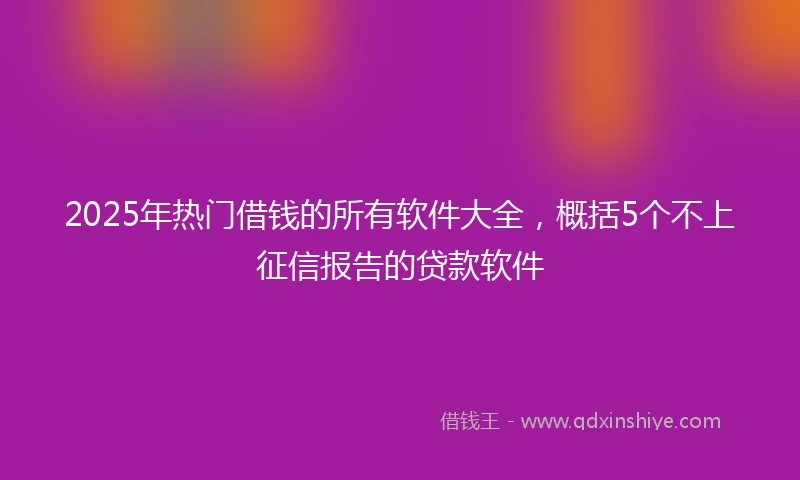 2025年热门借钱的所有软件大全，概括5个不上征信报告的贷款软件