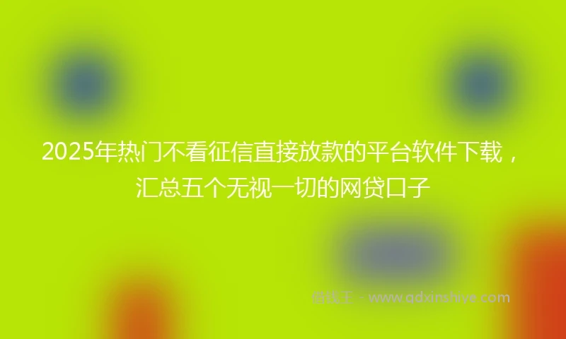 2025年热门不看征信直接放款的平台软件下载，汇总五个无视一切的网贷口子