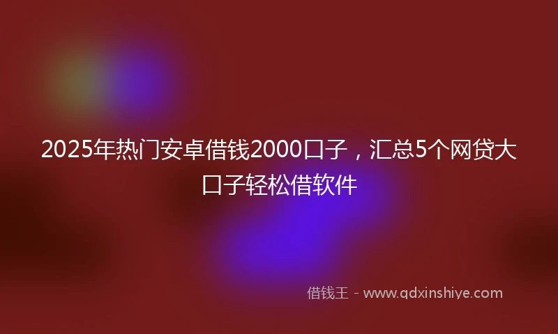 2025年热门安卓借钱2000口子，汇总5个网贷大口子轻松借软件