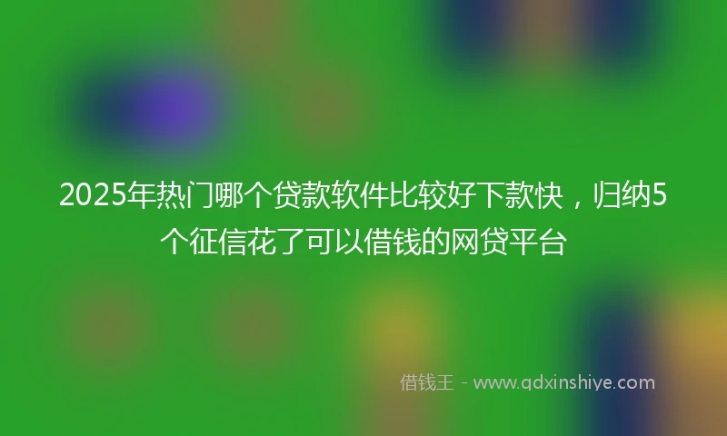 2025年热门哪个贷款软件比较好下款快，归纳5个征信花了可以借钱的网贷平台