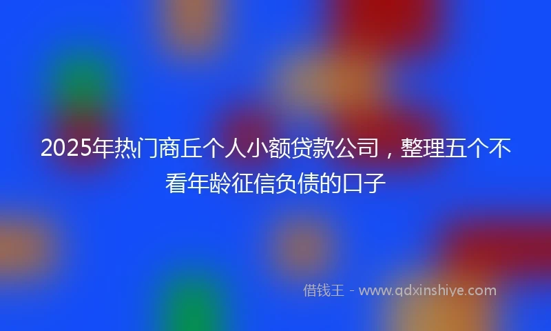 2025年热门商丘个人小额贷款公司，整理五个不看年龄征信负债的口子