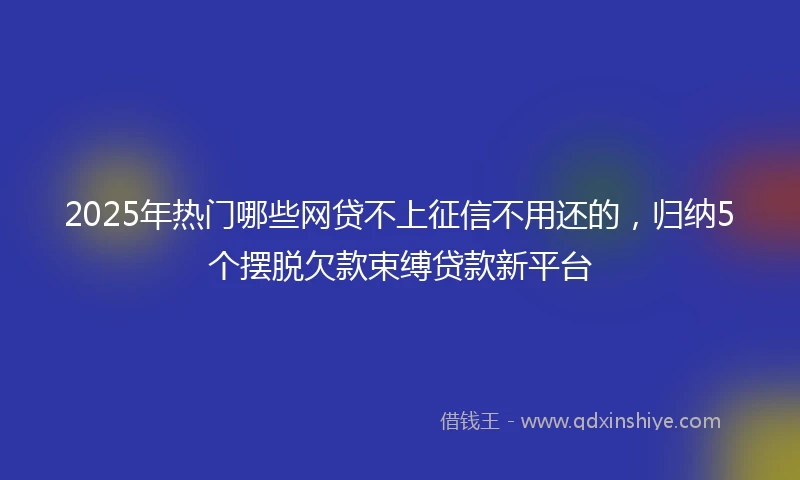 2025年热门哪些网贷不上征信不用还的，归纳5个摆脱欠款束缚贷款新平台