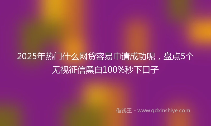 2025年热门什么网贷容易申请成功呢，盘点5个无视征信黑白100%秒下口子