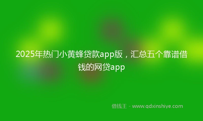 2025年热门小黄蜂贷款app版，汇总五个靠谱借钱的网贷app