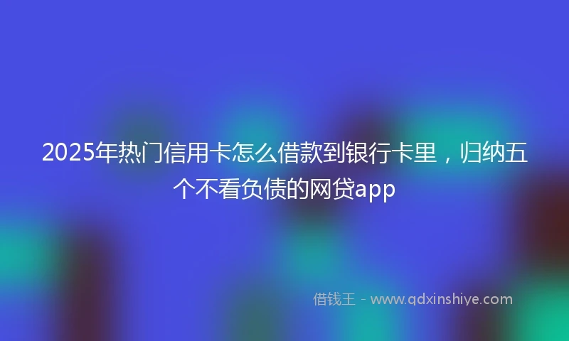2025年热门信用卡怎么借款到银行卡里，归纳五个不看负债的网贷app