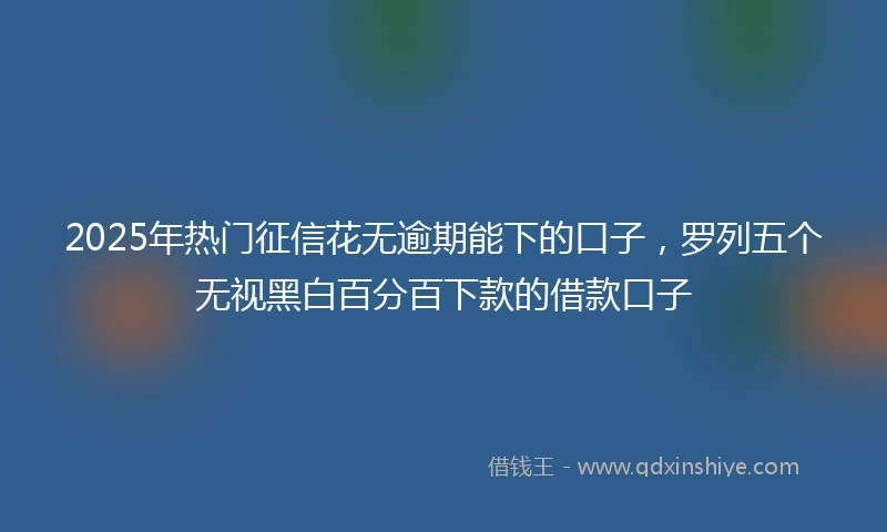 2025年热门征信花无逾期能下的口子，罗列五个无视黑白百分百下款的借款口子