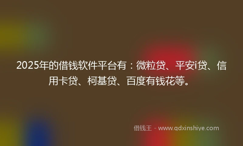 2025年的借钱软件平台有：微粒贷、平安i贷、信用卡贷、柯基贷、百度有钱花等。