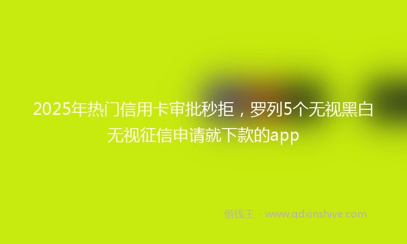 2025年热门信用卡审批秒拒，罗列5个无视黑白无视征信申请就下款的app