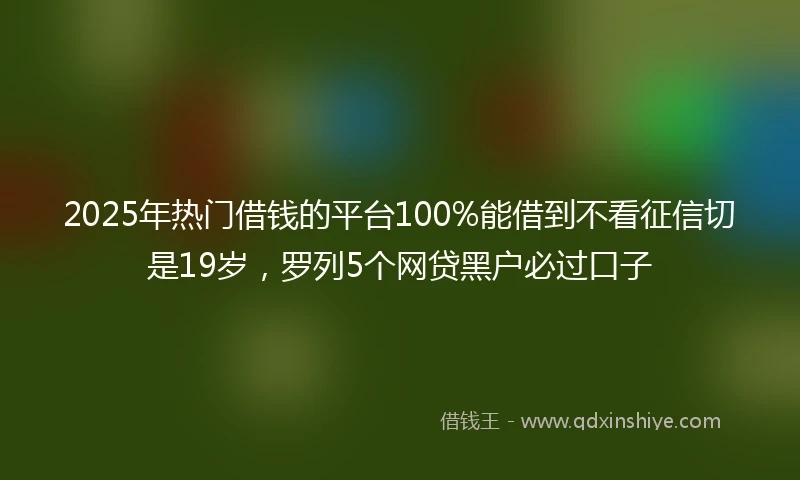 2025年热门借钱的平台100%能借到不看征信切是19岁，罗列5个网贷黑户必过口子