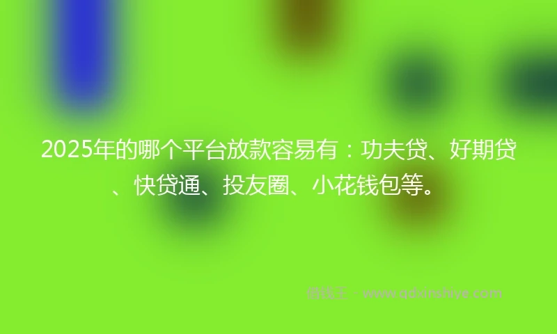 2025年的哪个平台放款容易有：功夫贷、好期贷、快贷通、投友圈、小花钱包等。