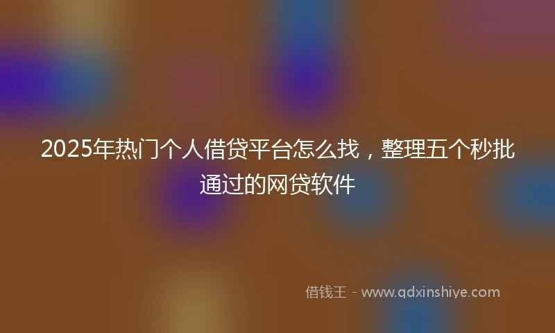 2025年热门个人借贷平台怎么找，整理五个秒批通过的网贷软件