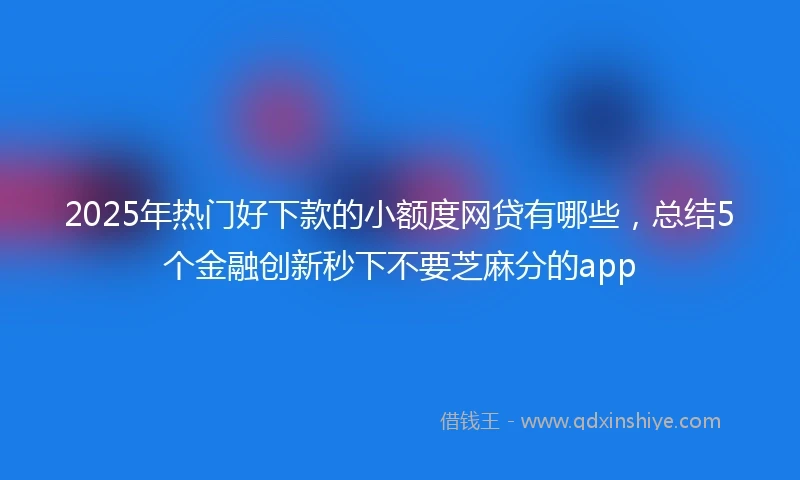 2025年热门好下款的小额度网贷有哪些，总结5个金融创新秒下不要芝麻分的app
