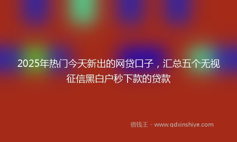 2025年热门今天新出的网贷口子，汇总五个无视征信黑白户秒下款的贷款
