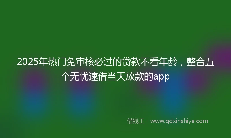 2025年热门免审核必过的贷款不看年龄，整合五个无忧速借当天放款的app