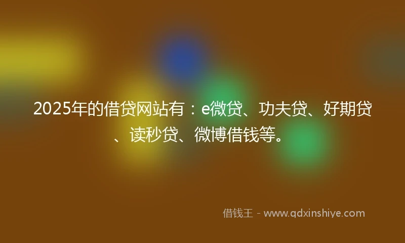 2025年的借贷网站有：e微贷、功夫贷、好期贷、读秒贷、微博借钱等。