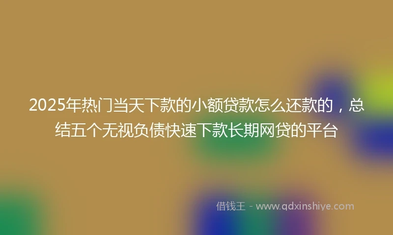 2025年热门当天下款的小额贷款怎么还款的，总结五个无视负债快速下款长期网贷的平台