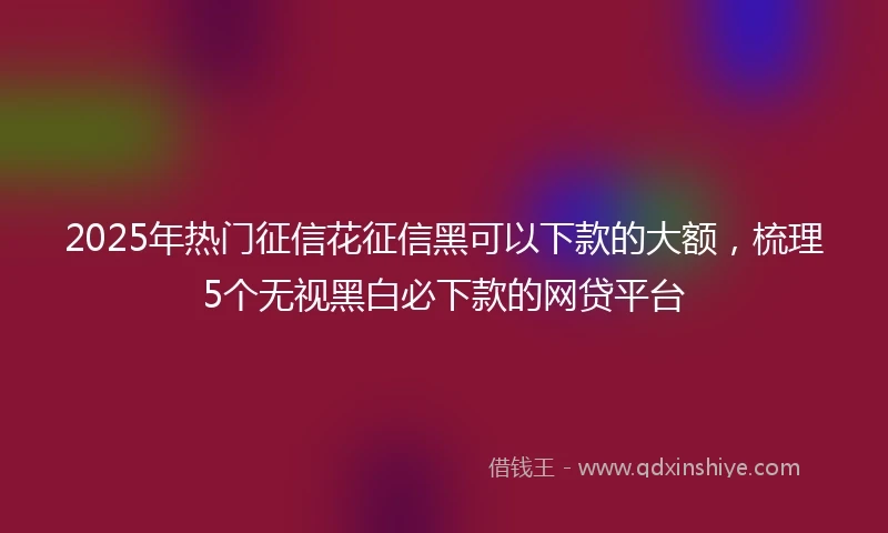 2025年热门征信花征信黑可以下款的大额，梳理5个无视黑白必下款的网贷平台