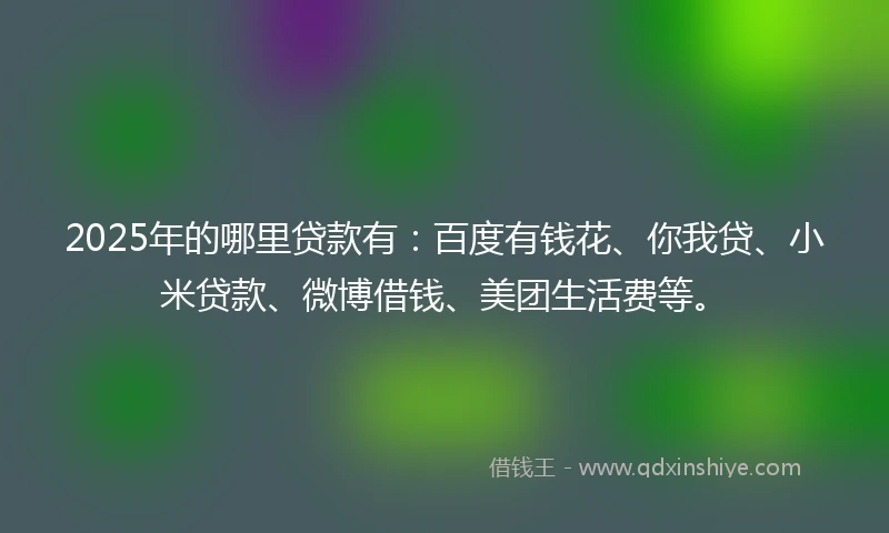 2025年的哪里贷款有：百度有钱花、你我贷、小米贷款、微博借钱、美团生活费等。