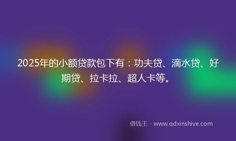 2025年的小额贷款包下有：功夫贷、滴水贷、好期贷、拉卡拉、超人卡等。
