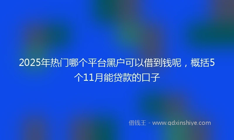2025年热门哪个平台黑户可以借到钱呢，概括5个11月能贷款的口子