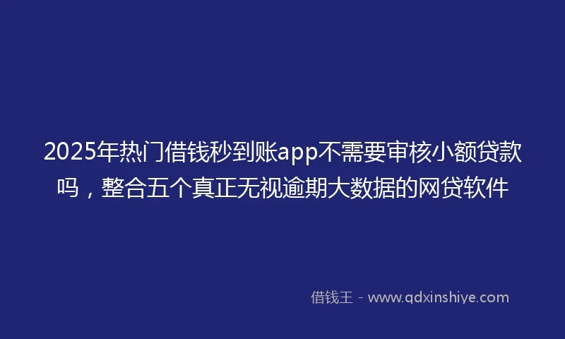 2025年热门借钱秒到账app不需要审核小额贷款吗，整合五个真正无视逾期大数据的网贷软件